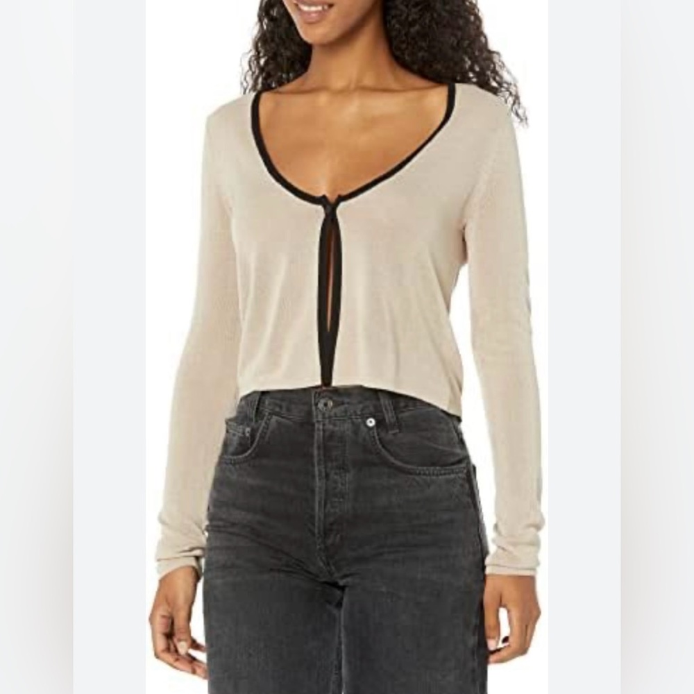 Monrow Women’s Crop Cardigan Tan Size Medium